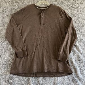 Outdoor Life Shirt Mens XXL Wilderness Sueded Henley Long Sleeve Brown Hiking